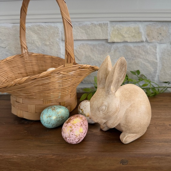 Other - Rustic wooden Bunny Figurine - Neutral Beige - Home Accents